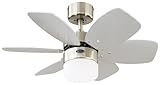 Westinghouse Lighting 78788 - Ventilador de techo para interior Flora Royale One-Light de 76 cm Six, vidrio esmerilado opal, acabado en cromo satinado con aspas reversibles plateadas / blancas