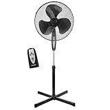 briebe FN122397 Ventilador de Pie Silencioso con Mando a Distancia, 40cm, Temporizador, Oscilante, 3 Modos Funcionamiento, 3 velocidades, Regulable Altura 125cm, Negro