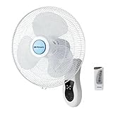 Orbegozo WF0242 Ventilador de Pared, Mando a Distancia, 3 velocidades de ventilación, Cabezal oscilante multiorientable, temporizado, 40 W, plastico, Blanco